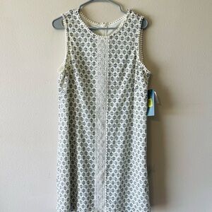 London Times Cream and Black Sleeveless Sheath Dress